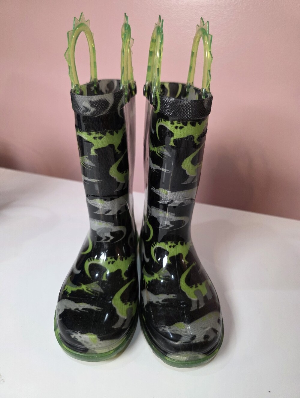 Western Chief Wade Dino Light Up Rain Boots Kids Size 8